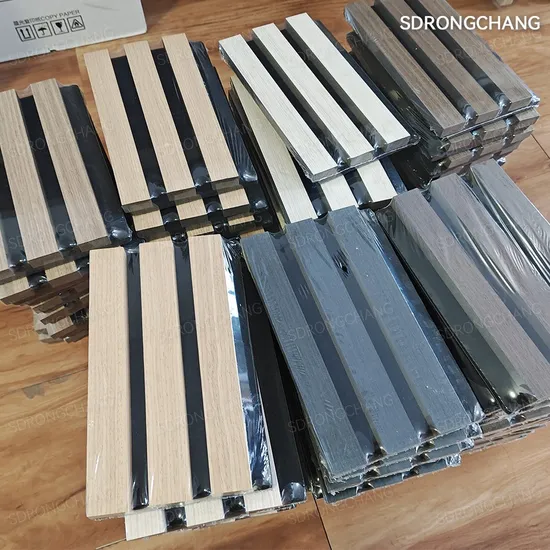 3D Exhibition Soundproofing Wooden Slats Wall Covering MDF Wood Veneer Pet Acoustic Panel