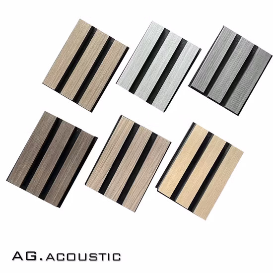  AG.  Panneaux muraux acoustiques décoratifs en fibre de polyester composite à lattes de bois de construction acoustiques